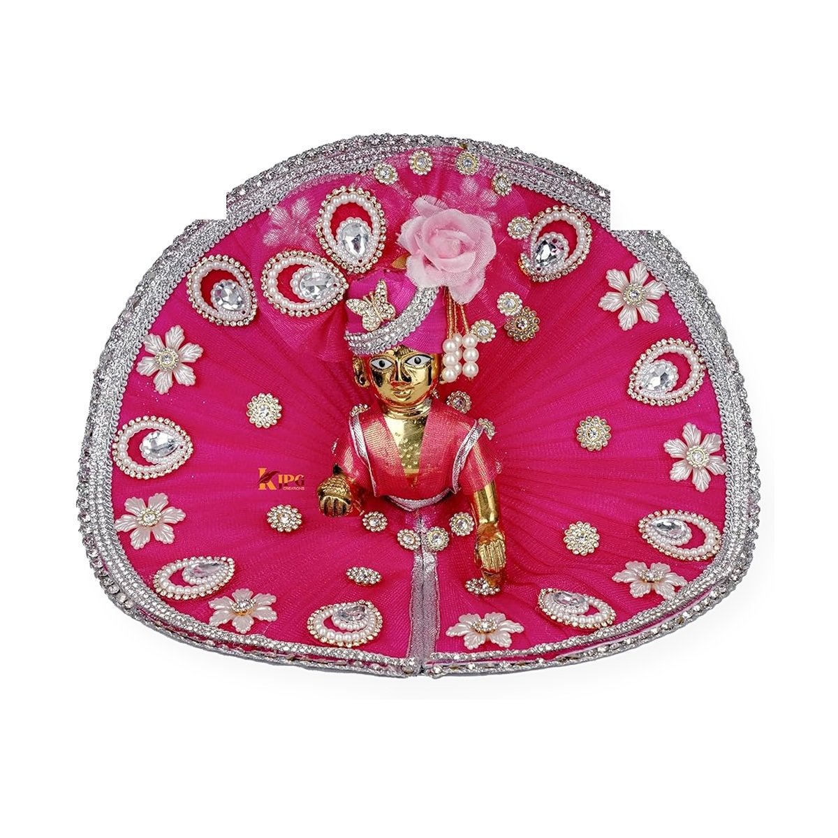 Hot Pink Silver Floral Poshak Set - Sanwariya Crafts - 2