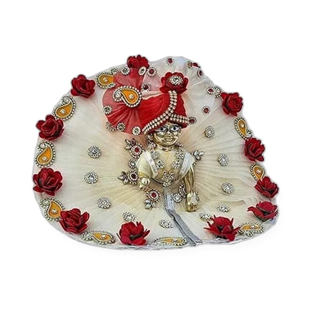 White Red Rose Fan Poshak Set