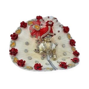 White Red Rose Fan Poshak Set