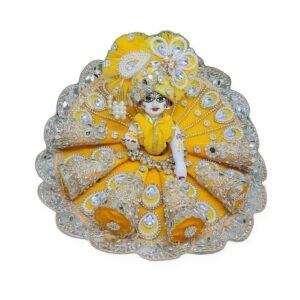 Yellow Ornate Silver Fan Poshak Set