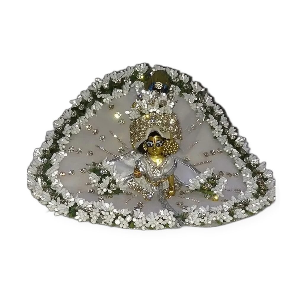 White Green Floral Fan Poshak Set