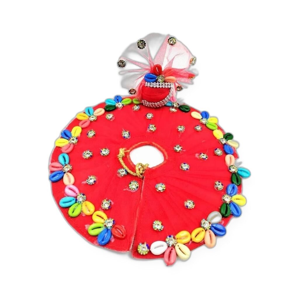 Red Multicolor Flower Border Poshak Set