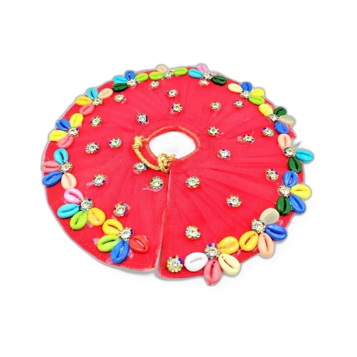 Red Multicolor Flower Border Poshak Set - Image 3