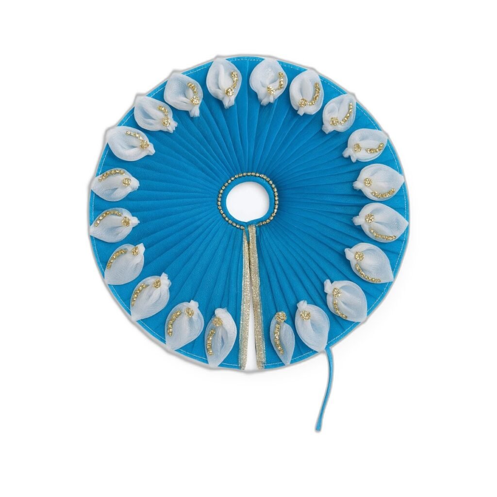 Blue Round White Petal Poshak Set