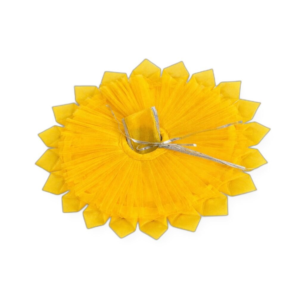Plain Yellow Pleated Poshak Set