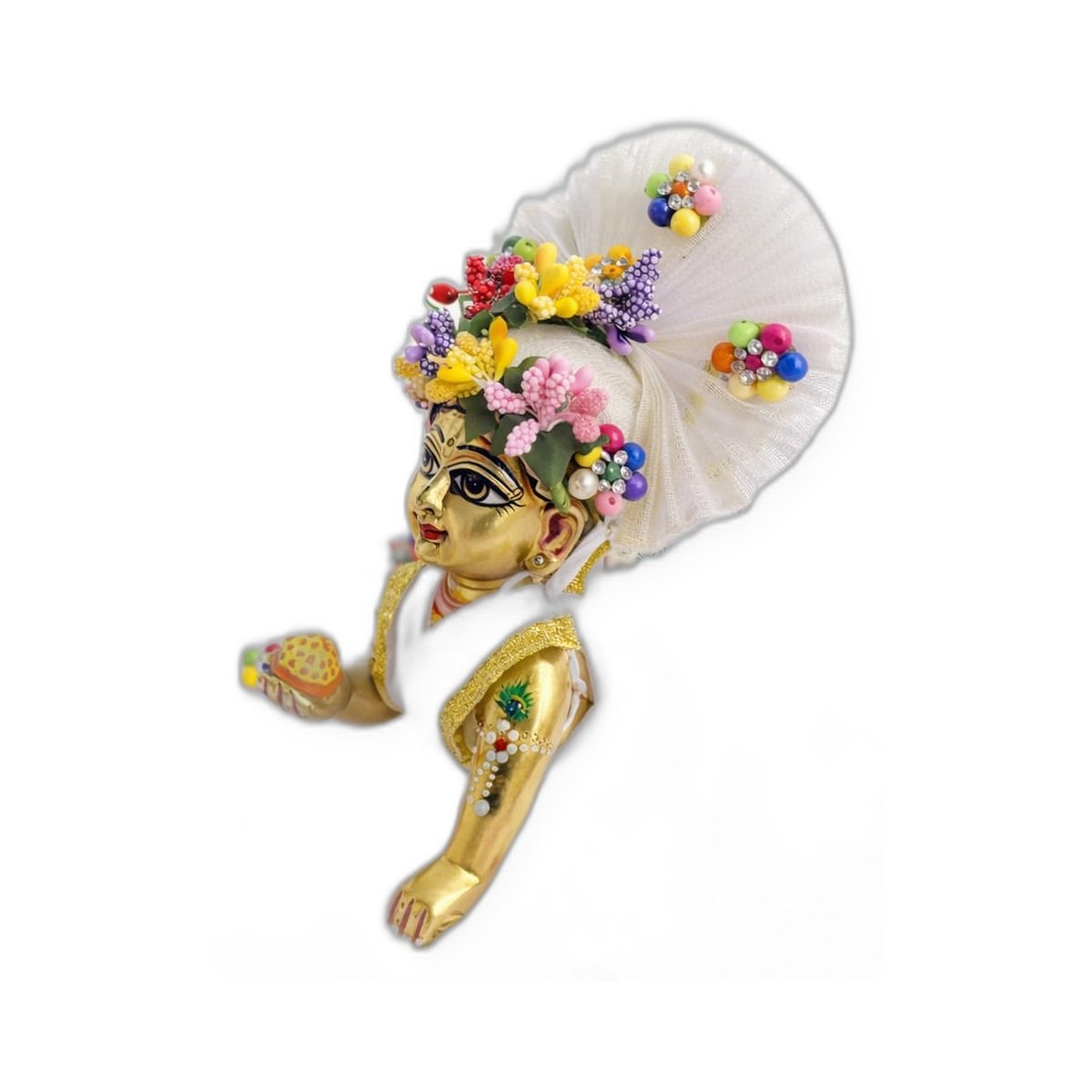 White Multicolor Floral Idol Poshak Set - Image 2